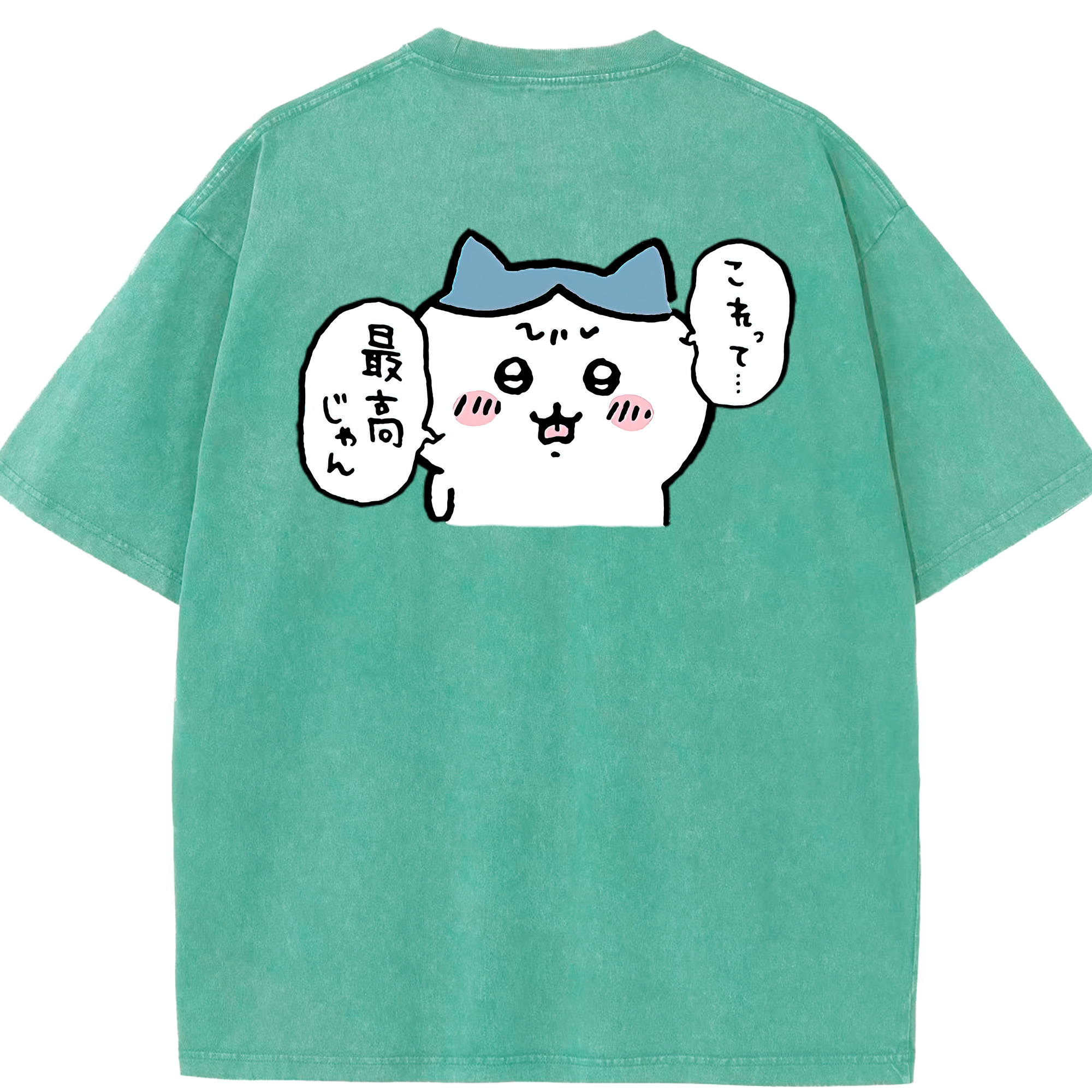（画像用） ちいかわ ハチワレ Chii-kawa hachiware 綿100% ヴィンテージ風 半袖Tシャツ（背面プリント）